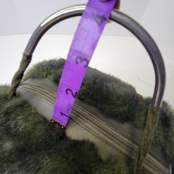Green Fuzzy Faux Fur Rectangular Handbag - Picture 15 of 16